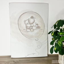 Sík pelenkázólap 50x70 – Lufis maci mintával | Puha, vízlepergető alátét kisbabáknak pelenkázó matrac
