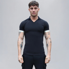  Siksilk Black Polo T-Shirt férfi póló
