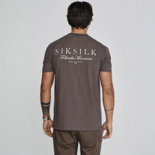 Siksilk Brown Graphic T-Shirt - barna póló - Méret: S férfi póló