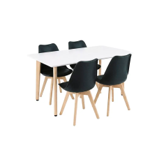  Silla 120 4+1 étkező garnitúra fehér-fekete bútor