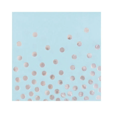  Silver Dots Blue, Pöttyös szalvéta 12 db-os 33x33 cm party kellék