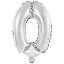  Silver, Ezüst 0-ás szám fólia lufi, 41 cm party kellék