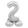  Silver Ezüst 2-es szám fólia lufi talppal 72cm