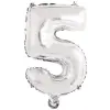  Silver, Ezüst 5-ös szám fólia lufi 46 cm