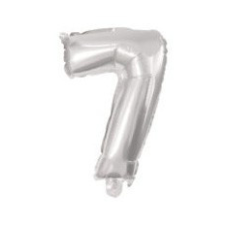  Silver, Ezüst 7-es szám fólia lufi 10 cm party kellék