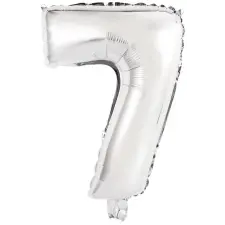  Silver, Ezüst 7-es szám fólia lufi 42 cm party kellék