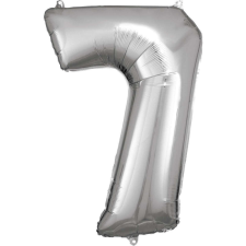 Silver óriás szám fólia lufi 7-es, 83*55 cm party kellék