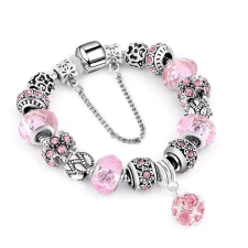 Silver Star karkötő - pink / ezüst-1 - 18cm karkötő