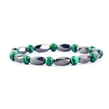 Silver Star Opalstone női karkötő, Hematite Syn.Malachite, 21 cm karkötő