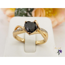  Silvia antiallergén köves gyűrű szív alakú kővel 18K - fekete gyűrű