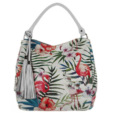 SilviaRosa Flamingó mintás, fehér fogós műbőr női táska SilviaRosa kézitáska és bőrönd