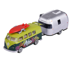 Simba Toys Majorette - Játék Volkswagen T1 Bus lakókocsival - Simba autópálya és játékautó