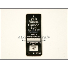 SIMSON TÍPUSTÁBLA /SR2E/ SIMSON - SR2E egyéb motorkerékpár alkatrész