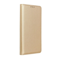 SIX Samsung Galaxy A20e tok, Kinyitható, Mikroszálas, Kártyatartó, Állvány funkció, SIX Smart, Arany tok és táska