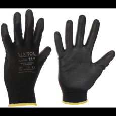  SIXTOL Glove PE-PU Poliészter munkakesztyű poliuretán bevonattal, fekete, méret 11 (SX5048)