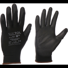  Sixtol Glove poliészter félig merített poliuretán kesztyű PE-PU 9, fekete, 9" (SX5046)