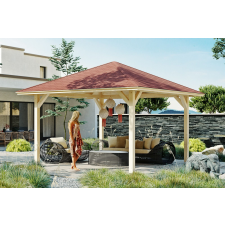Skanholz Kerti pavilon négyszögletű szaletli Cannes 374 x 374 cm, natúr kezeletlen faanyag kerti bútor