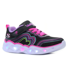 Skechers Heart Lights - Retro Hearts villogó fekete gyerek cipő Méret:29