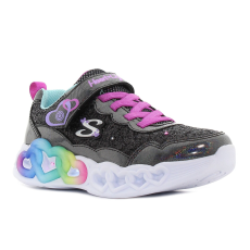 Skechers Infinite Heart Lights - Fresh Love villogó fekete gyerek cipő Méret:31