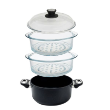 SKK 24 cm / 12 cm titángyémánt gőzölőedény - indukciós, 2 gőzölő tartozékkal és fedővel edény