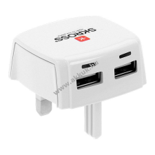 Skross USB hálózati adapter Egyesült Királyság 2xUSB 2,1A fehér kábel és adapter