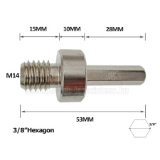 SKT körkivágó gyémánt lyukfúró sarokcsiszolóra száraz adapter M14 (skt21610) barkácsolás, csiszolás, rögzítés