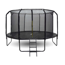 Skyflyer fekete, 426 cm-es kerti trambulin hálóval és profilozott oszlopokkal trambulin szett