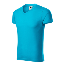 Slim Fit V-neck póló férfi türkiz 3XL férfi póló