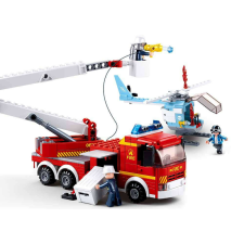  Sluban Fire - Tűzoltóautó és helikopter építőjáték készlet barkácsolás, építés