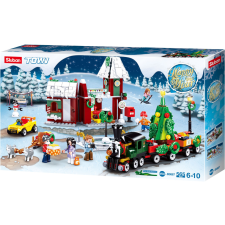 Sluban kompatibilis építőkészlet Town M38-B0887 Karácsonyi falu vonattal 565 db barkácsolás, építés