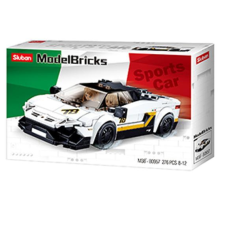 Sluban Sluban Model Bricks - Fehér Olasz sportkocsi autópálya és játékautó