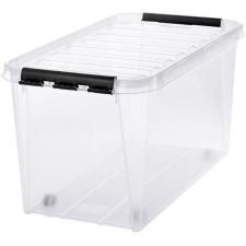 SMARTSTORE Műanyag tárolódoboz, 70 liter, fekete fogantyúkkal, SMARTSTORE "Classic 70", átlátszó bútor