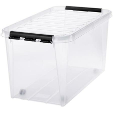 SMARTSTORE Műanyag tárolódoboz, 70 liter, fekete fogantyúkkal, SMARTSTORE "Classic 70", átlátszó bútor