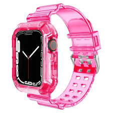 Smartwatcherz Átlátszó Szilikon Apple Watch Szíj és Tok - Rózsaszín, 49mm okosóra kellék