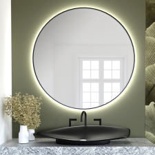 Smartwoods Bright tükör 60x60 cm kerek világítással fekete 5904107900049 fürdőszoba kiegészítő