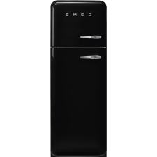 Smeg KOMBINÁLT HŰTŐ ÉS FAGYASZTÓ, retro, 60,1x172 cm, bal oldali pántok, fekete hűtőgép, hűtőszekrény