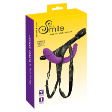 SMILE - felcsatolható dupla dildó alsóval (lila-fekete) anál