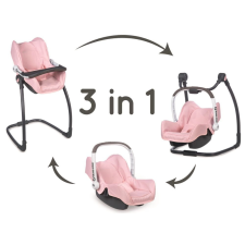 Smoby 3in1 MC&Q autósülés és etetőszék babáknak, világos rózsaszín etetőszék