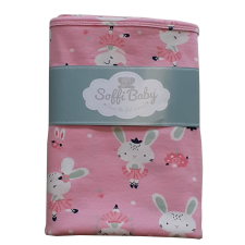 Soffi Baby takaró pamut dupla nyuszik pink 80x100cm babaágynemű, babapléd