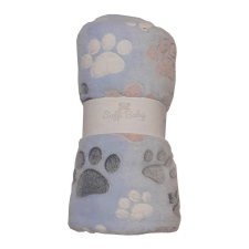 Soffi Baby takaró plüss dupla kék tappancsos 75x100cm babaágynemű, babapléd