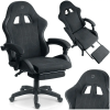 SOFOTEL Gamer szék, Sofotel Lokar, fekete, 36-46 cm ülésmagasság, gumírozott kerekek, lábtartós, dönthető, 120 kg teherbírás