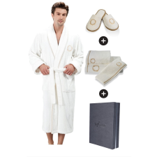 Soft Cotton SEHZADE férfi fürdőköpeny ajándékdobozban + törölköző+ papucs XL + papucs (42/44) + törölköző + box férfi papucs