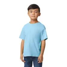  Softstyle rövid ujjú kereknyakú gyerekpóló, Gildan GIB65000, Light Blue-M gyerek póló