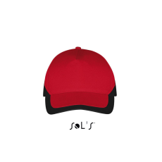 SOL'S fém csatos 5 paneles kétszínű baseball sapka SO00595, Red/Black-U