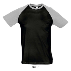 SOL'S FUNKY raglános kétszínű férfi rövid ujjú póló SO11190, Black/Grey Melange-M