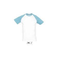 SOL'S FUNKY raglános kétszínű férfi rövid ujjú póló SO11190, White/Atoll Blue-M