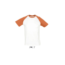 SOL&#039;S FUNKY raglános kétszínű férfi rövid ujjú póló SO11190, White/Orange-2XL férfi póló