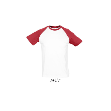 SOL&#039;S FUNKY raglános kétszínű férfi rövid ujjú póló SO11190, White/Red-XL férfi póló