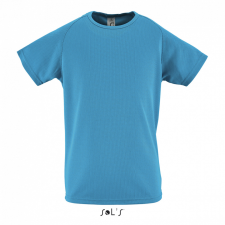 SOL&#039;S Gyerek póló SOL&#039;S SO01166 Sol&#039;S Sporty Kids - Raglan-Sleeved T-Shirt -12A, Aqua gyerek póló