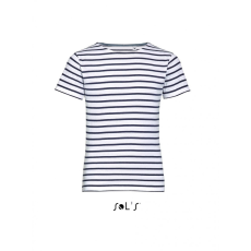 SOL'S Gyerek póló SOL'S SO01400 Sol'S Miles Kids - Round neck Striped T-Shirt -8A, White/Navy